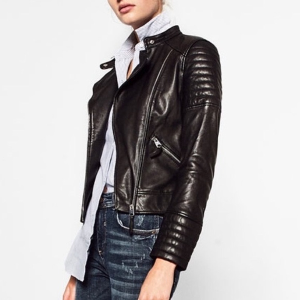 Zara Trafaluc Genuine Leather Biker Jacket, ax’s
